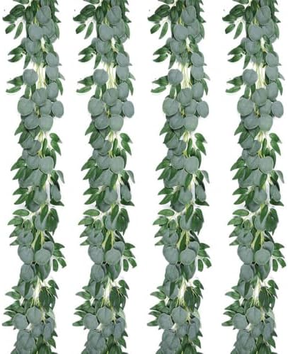 4Pack Artificial Eucalyptus Garland with Willow Leaves Faux Greenery for Wedding Backdorp Arch Wall Table Runner Decor (Green) by Unknown
