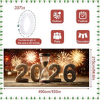 Happy New Year 2026 Garage Door Banner 7x16FT, Hourglass Countdown 2026 Garage Door Cover, Large Outdoor New Year Decoration Backdrop for Garage Doors, Fence, Yard, Party Photo Booth - Image 4