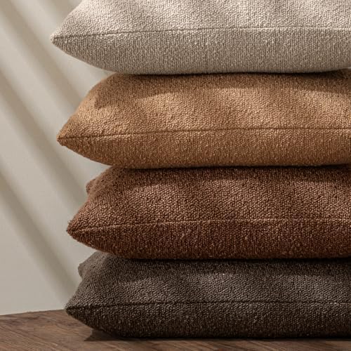 MIULEE 24x24 Decorative Euro Sham Boucle Couch Pillow Covers Brown - Image 5
