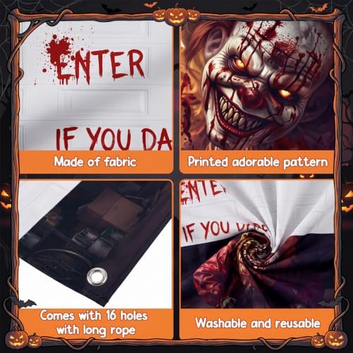 WovWeave 7 x 16 Ft Halloween Garage Door Cover Banner, Clown - Image 3