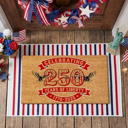 Moucuny 2 Pcs 4th of July Coir Door Mat Outdoor, Patriotic Non-Slip Decor by Moucuny