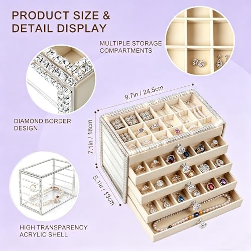 Women's Jewelry Organizer, Large 5-Layer Diamond Border Ornaments Box - Image 5