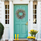 LLZLL Purple Spring Wreaths for Front Door 22 Inch Summer Wreath Artificial Violet Lavender Wreath with Eucalyptus Leaf for Spring Easter Home Decorations - Image 3
