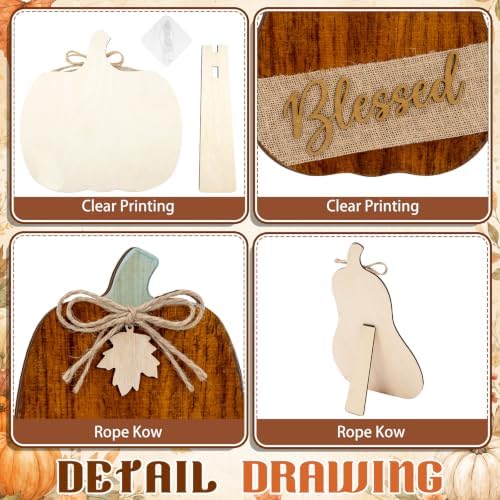 Moucuny Set of 6 Outdoor Fall Decoration for Home Porch, Farmhouse Pumpkin - Image 6
