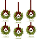 6Pcs Mini Christmas Cedar Wreath, 12 Inch Small Wreaths for Kitchen Cabinets, with Deep Red Bow Vintage Bells Pine and Cypress Leaves for Fireplace Window Farmhouse Indoor Home Decorations by JUSTOTRY
