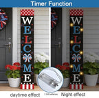 4th of July Welcome Sign with LED Lights, 47" Patriotic Wooden Door Porch Standing Decor Signs, Independence Day 250th Front Door Porch Decor, Memorial Day Home Yard Party Wall Hanging Decoration - Image 3