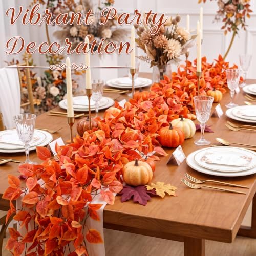 Daifunli 12 Pcs Artificial Fall Hanging Plants Fake Hanging Ferns Plastic Autumn Faux Plants for Wall Room Garden Garland Indoor Outdoor Decor No Basket - Image 6