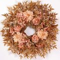 26" Artificial Silk Rose Dahlia Flower Wreath for Front Door (Fall Orange) by YXZZWL