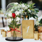 JUXYES 13.8 Inches Glass Display Dome Cloche with Black Wood Base, Clear Glass Dome Cloche Bell Terrarium Jar Glass Cloche Bell Jar Display for Plants Collectible Figure, 15x35cm - Image 2