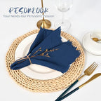 Pesonlook 60 Pcs Navy Blue Cotton Cloth Napkins with Fringe, 16x16 Inch - Image 7
