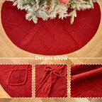 36 Inch Red Knitted Christmas Tree Skirt - Image 3