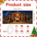 Holy Nativity Scene Christmas Garage Door Banner 7x16 FT, Large 2-Car Manger Birth of Jesus Outdoor Wall Mural Backdrop, Religious Three Wise Men Star of Bethlehem Holiday Hanging Cover Sign Decor - Image 2