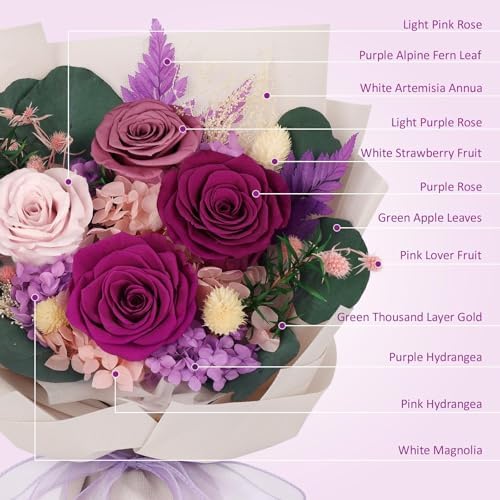 Flowers for Delivery Prime Preserved Purple Roses Bouquet Save 3-5 Years - Image 7