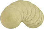 SHACOS Glitter Gold Round Braided Placemats Set of 8 Sparkle Washable 15 inch Round Table Mats Woven Place Mats for Christmas Party Dining Table (Gold, 8) by SHACOS