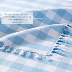 Knotted Gingham Table Runner and Napkin Set of 4, Blue - 13" W x 70" L - Image 3