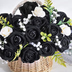100Pcs Black Roses Artificial Flowers, Real Touch Velvet Fake Roses Bouquet - Image 2