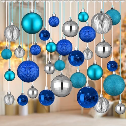 36 Pcs Christmas Balls Ornaments for Ceiling, Blue Mix by Relaxgiant