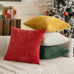 MIULEE Decorative Chenille Pillow Covers Christmas Red 18x18 Pack of 4 - Image 3