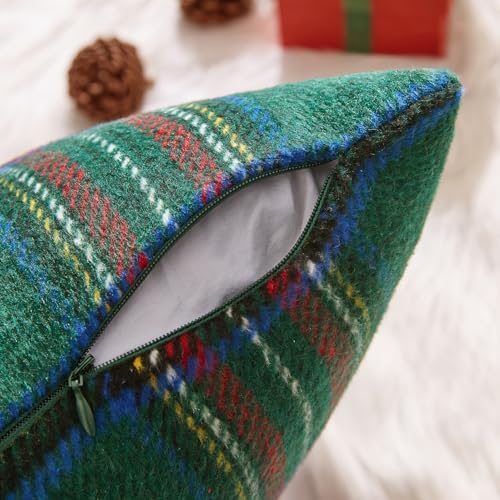 MIULEE Christmas Plaid Euro Pillow Covers Set of 2 24x24inch Green - Image 6