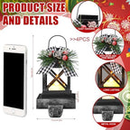 Therwen 4 Pcs Christmas Stocking Holders Lantern, LED, Classic, Black - Image 2