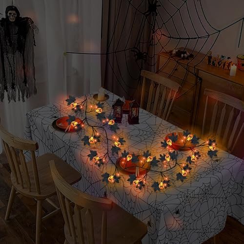 9FT 72 LED Halloween Willow Vine Twig Decor Black Halloween Garland with Pumpkin & Orange Lights, 8 Modes Waterproof Battery Operated Halloween Lights Indoor Halloween Decorations for Home Wall Table - Image 5