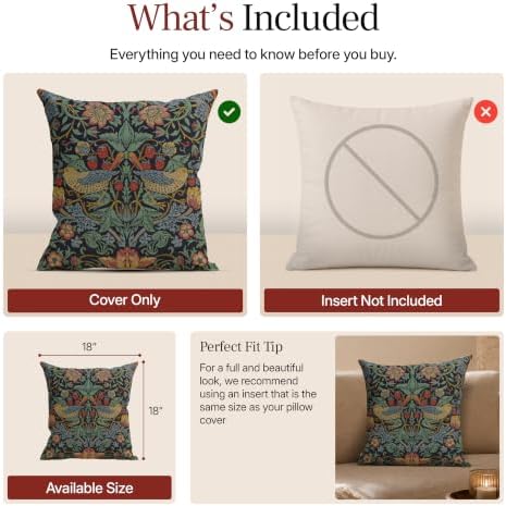 William Morris Strawberry Thief B Blue Tapestry Throw Pillow Cover 18 x 18 - Image 5
