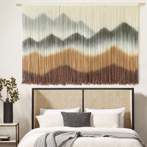 Macrame Wall Hanging Dip-Dyed Mountain Fiber Art Craftsmanship 57"W*35"L - Image 4