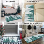 Winter Kitchen Rugs and Mats for Floor Set of 2,Merry Christmas Pine Trees Snowy Forest Red Cardinal Birds Xmas Holiday Sink Mat Non Skid Washable for Home Farmhouse Decor 17"x48"+17"x30" - Image 6