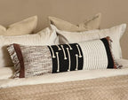 Boho Lumbar Pillow Cover 14x36 with Handmade Drawn Work Tassel - Image 2