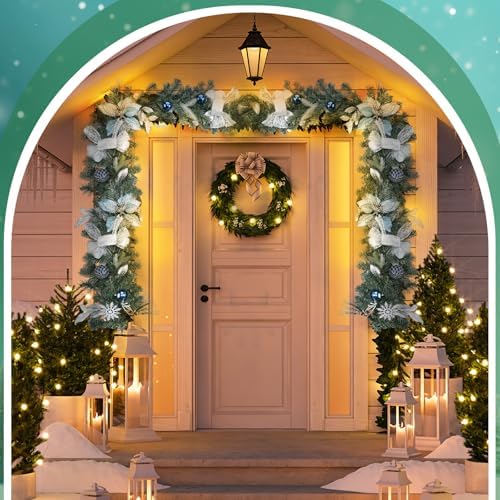 Thiccywoov 6 ft LED Prelit Christmas Pine Garland with Ball for Mantel - Image 3