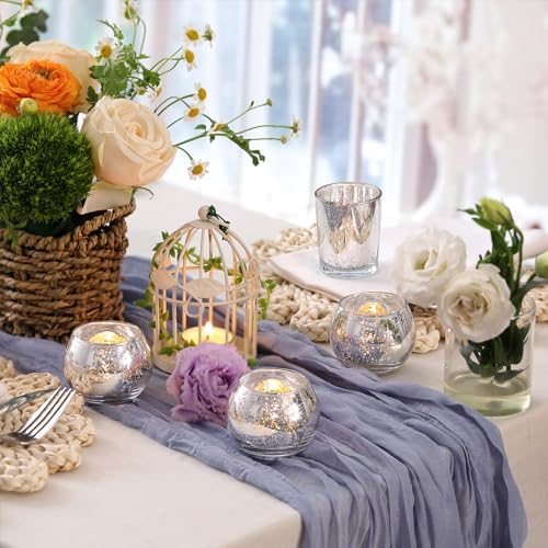 Volens Silver Party Decorations 72pcs, Assorted Glass Votive Candle Holders - Image 3
