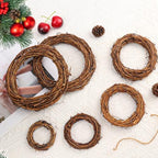 16 Pcs 6 inch Natural Grapevine Wreath Set, Hand-Woven Vine Branch Wreaths for DIY Crafts, Christmas Decorations, Home & Event Styling - Image 4