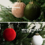 Christmas Tree Ornaments Velvet Balls, 15 Pack 3.15 Inch Shatterproof Neutral Hanging Ornaments for Christmas Xmas Decoration Indoor Holiday Decorations - Image 2