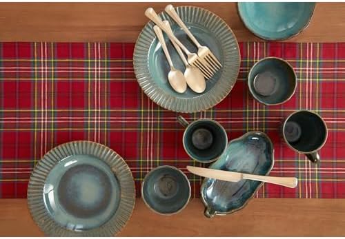 Solino Home 100% Linen Table Runner Red, Classic Tartan Plaid 14 x 60 in - Image 4