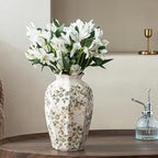 Ceramic Flower Vase for Home Decor, Vintage Green Decorative Vase 9.1 Inch - Image 3
