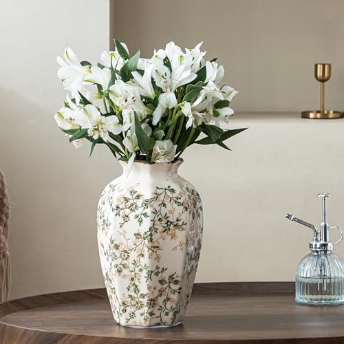Ceramic Flower Vase for Home Decor, Vintage Green Decorative Vase 9.1 Inch - Image 3