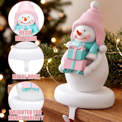 Wonderjune 6 Pcs Christmas Stocking Holders for Mantle, Snowman,Nutcracker - Image 4