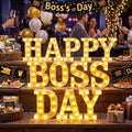 Aurelema 12 Pcs Happy Boss Day Decorations LED Letter Lights Signs by Aurelema