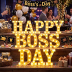 Aurelema 12 Pcs Happy Boss Day Decorations LED Letter Lights Signs by Aurelema