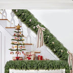 2PCS 9FT Thick Christmas Garland with 240 Cedar Branches, Real Touch Green Cedar Garland for Christmas Decorations, Artificial Greenery Garland for Table, Mantle, Wall, Indoor, Outdoor Holiday Decor - Image 4