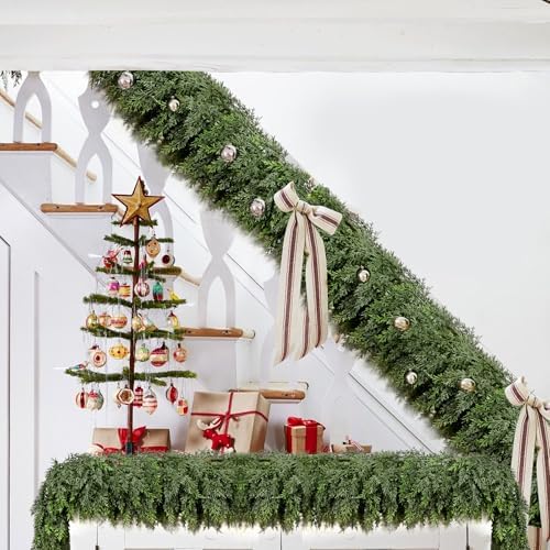 12FT Thick Christmas Garland with 300 Cedar Branches, Real Touch Green Cedar Garland for Christmas Decorations, Artificial Greenery Garland for Table, Mantle, Wall, Indoor, Outdoor Holiday Decor - Image 4