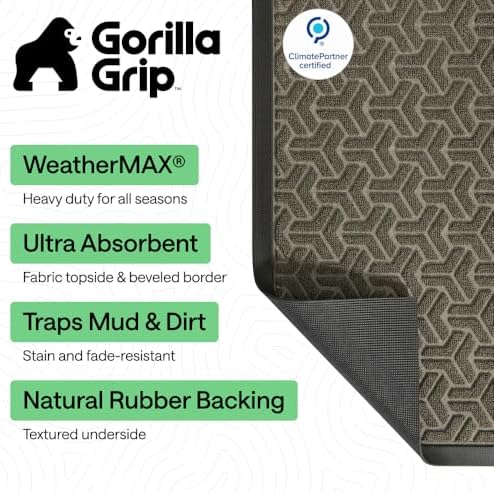GORILLA GRIP WeatherMAX Door Mat, Indoor Outdoor Use, 72x24, Gray Geometric - Image 2