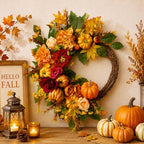 Suncalla Fall Wreath for Front Door 20" Autumn Pumpkin Maple Leaves - Image 4