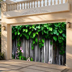 Garden Garage Door Banner 6 x 13 FT, Green Ivy Rustic Wood Fence Garage Door Cover, Botanical Greenery Floral Outdoor Garage Door Decorations, Farmhouse Nature Backdrop for Home Party Decor(Wooden planks) - Image 5