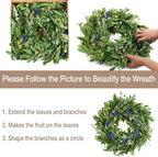 HomeKaren Wreaths for Front Door 22", Door Spring Wreath with Eucalyptus Olive Boxwood Leaves, Greenery Wreath Door Decoration for Spring Summer All Season Home and Outdoor - Image 5