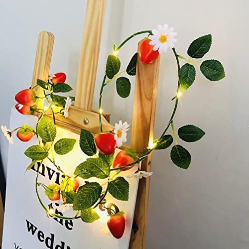 20 LED Strawberry String Lights,Artificial Strawberry Garland Vines Lights Battery Powered Sunflower Fairy String Lights for Indoor Bedroom Wedding Home Garden Decoration(Strawberry, 4) - Image 4