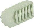 HOMBYS Quilted Placemats Set of 6 Washable Round Placemats for Kitchen Table-100% Cotton Fabric 14 Inch Round Table Mats, Cotton Fabric with Microfiber Filling, (14"x14", White & Green Flower) by HOMBYS