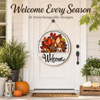 16PCS Interchangeable Welcome Sign for Front Door Seasonal Magnetic Wooden - Image 2