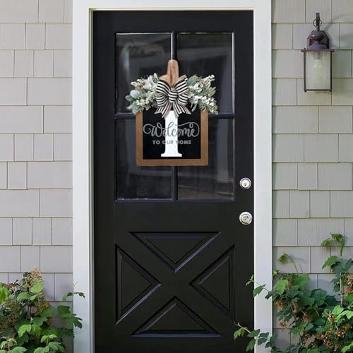 16'' Personalized Last Name Welcome Sign, Door Wreaths for Front Door Outside, Spring Wreath for Front Door Decor, Farmhouse New Home Gifts for Home (I) - Image 2