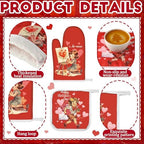 VitalCozy Set of 10 Valentines Kitchen Decor Vintage Kitchen Towels and Rugs Oven Mitts and Pot Holders Absorbent Tea Hand Towels for Accessories Gift - Image 4